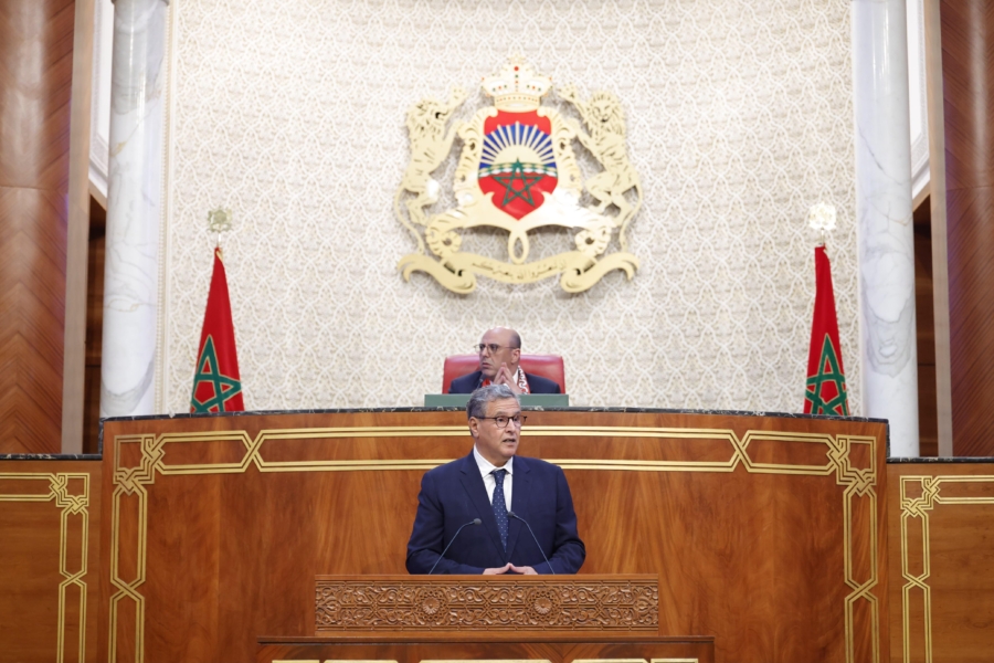 Le Chef du gouvernement, Aziz Akhannouch, lors de la séance mensuelle consacrée à la politique générale, mardi 30 juin 2026 à la Chambre des conseillers. Crédit : Chefferie du gouvernement