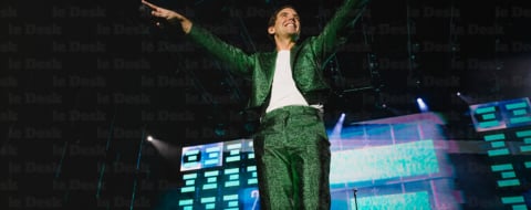 Le chanteur Mika sur la scène Anfa Park, dans le cadre du festival Jazzablanca, le 9 juillet 2026.