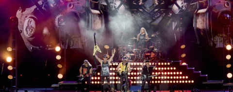 Le mythique groupe allemand Scorpions, vétéran du hard rock, sur la scène de Jazzablanca, le 4 juillet 2026.