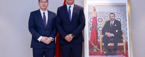 Karim Zidane, ministre chargé de l'Investissement, de la Convergence et de l'Évaluation des politiques publiques, lors de la réception de représentants de LG Energy Solution et Yahua Group, en juillet 2025.